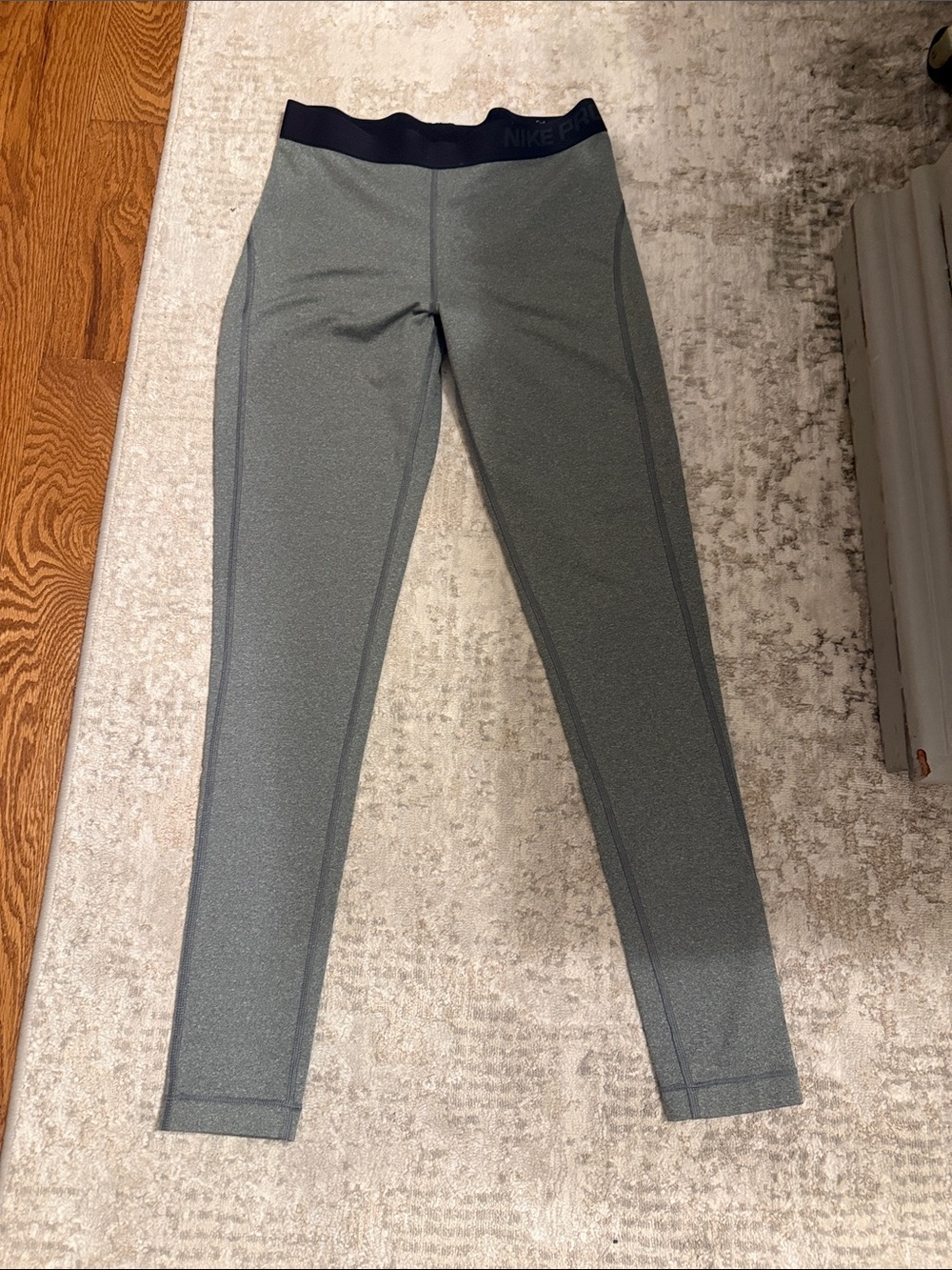 Nike Women's Gray Leggings with Black Waistband